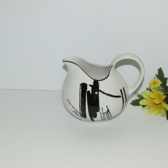 Vintage Sango CALLIGRAPHY Creamer LARRY LAZLO Collection Black Brush Strokes - Picture 8 of 9